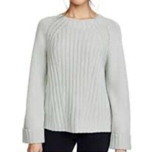 Vince Women Raglan Ribbed Wool Cashmere Grey Sweater Medium Quiet Luxury Minimal